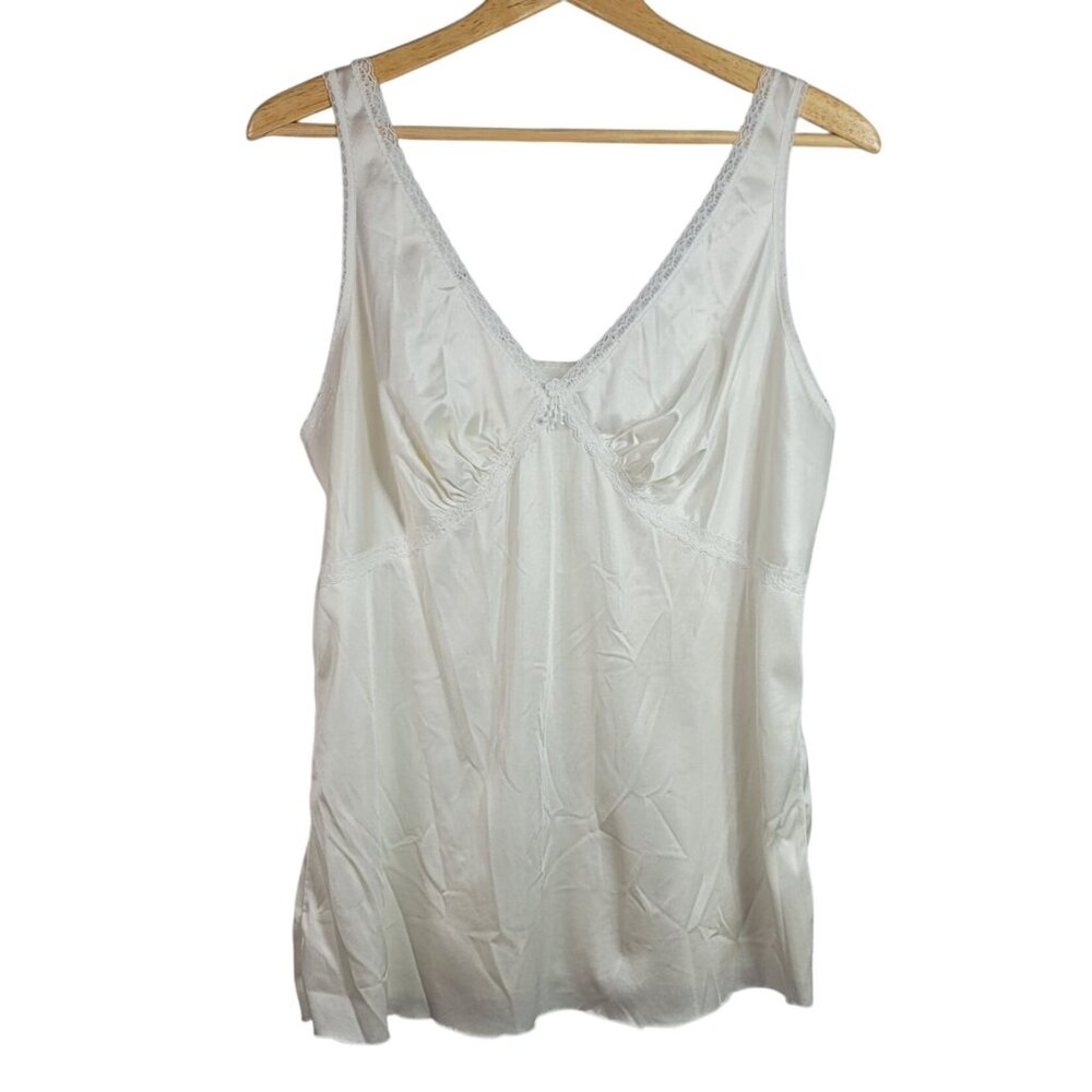Sears Cami Ivory Cream SZ 40 Lace VNeck Antron III Nylon #84474 040 Vintage READ